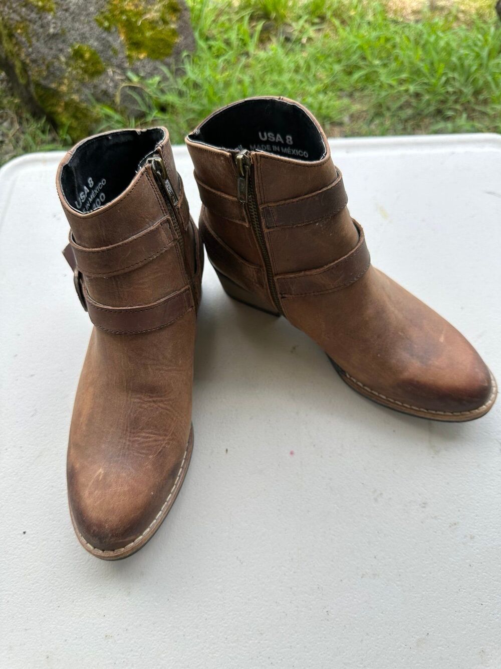 Sterling River Style SRC100 Rustic Genuine Leather Ankle Cowboy Boot Booties 8M